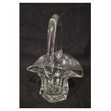 Vintage Wheel Cut Style Clear Glass Basket 7.5