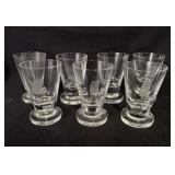 (7) Vtg Orrefors Sweden Viking Ship Etched Shot
