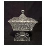 Vtg Fostoria American Wedding Bowl w/ Lid 8.25