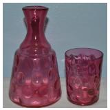 Vtg Fenton Cranberry Coin Dot Tumble Up Set w/