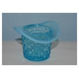 Vtg Fenton Blue Opalescent Hobnail Art Glass Hat