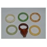(6) Vtg Carved non-metal Costume Jewelry Rings
