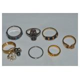 (7) Vintage Costume Jewerly Rings