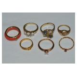 (7) Vtg Costume Jewelry Rings