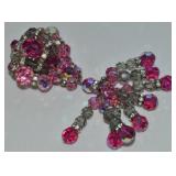 Vtg Vendome Pink & Clear Iridescent Beaded RS