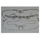 (4) Silvertone Rhinestone Necklaces Lot