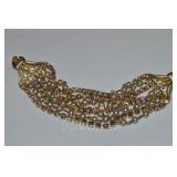 Vtg Coro Goldtone 7 Row Rhinestone & Faux