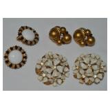 (3) Vtg Goldtone Clip Earring Pairs