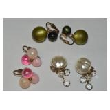 (3) Vtg Goldtone Clip Earring Pairs