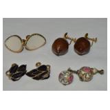 (4) Vtg Prs Goldtone Screwback Earrings Sterling