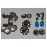 (5) Vtg Silvertone Clip Earring Pairs
