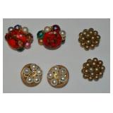 (3) Vtg Goldtone Clip Earring Pairs