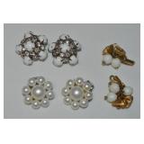 (3) Vtg Goldtone Clip Earring Pairs