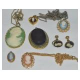 Collection of Vtg Cameo Costume Jewelry w/