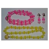 (2) Vtg Hong Kong Plastic Bead Necklaces + Pink