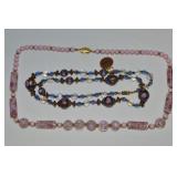 (2) Vtg Glass Beaded Necklaces w/ DeRoma