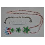 (3) Vtg Jewelry Pcs: Beaded, 925 Sterling Small