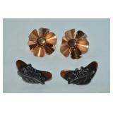 (2) Vtg Copper & Mixed Metal Clip Earring Pairs