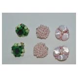 (3) Vtg Goldtone Clip Earring Prs: Japan