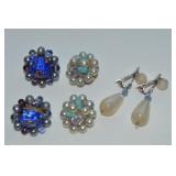 (3) Vtg Goldtone Clip Earring Prs: Japan