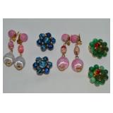 (4) Vtg Goldtone Clip Earring Prs: Hong Kong