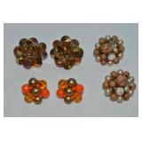 (3) Vtg Goldtone Clip Earring Prs: Hong Kong,