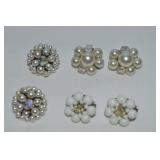 (3) Vtg Goldtone Clip Earring Prs: Japan