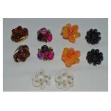 (5) Vtg Goldtone Clip Earring Prs: West Germany