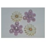 (2) Vtg Goldtone Clip Earring Prs: Coro Flowers