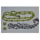 (2) Vtg Japan Multistrand Necklaces +Clip Earrings