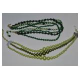 (2) Vtg Green Tone Japan Multistrand Necklaces
