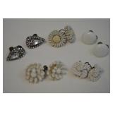 (5) Vtg Prs Silvertone Screwback Earrings