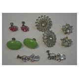 (5) Vtg Prs Silvertone Screwback Earrings