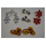 (4) Vtg Prs Silvertone Screwback Earrings: Star+