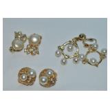 (3) Vtg Goldtone Clip Earring Pairs