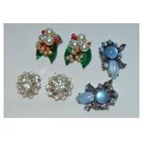 (3) Vtg Silvertone Clip Earring Pairs