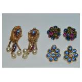 (3) Vtg Goldtone Clip Earring Pairs