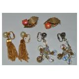 (3) Vtg Goldtone Clip Earring Pairs