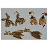 (3) Vtg Goldtone Clip Earring Pairs