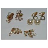 (3) Vtg Goldtone Clip Earring Pairs