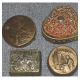 (4) Vintage Goldtone Trinket/Jewelry Boxes w/