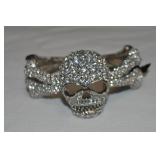 Contempo SIlvertone Rhinestone SKull Bracelet
