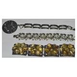 (3) Vtg Silvertone Bracelets w/ Coro Leaves,