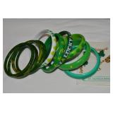 Lot of Green Toned Contempo/Vtg Bracelets