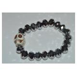 Contempo Hematite Bead & Skull Stretch Bracelet