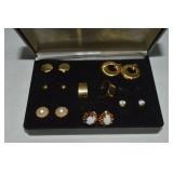 (7) Vintage Prs Pierced Earrings: Fire Opal +