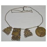 Vtg Goldtone Epyptian Revival Plaque Pendants