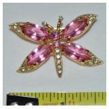 Vtg Eisenberg Ice Pink & Clear Rhinestone Goldtone