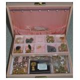 Vtg Jewelry Box w/ Contents - Mostly Wearable Vtg