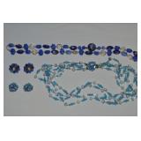 (2) Vtg Blue Toned Necklaces & Clip Earring Sets